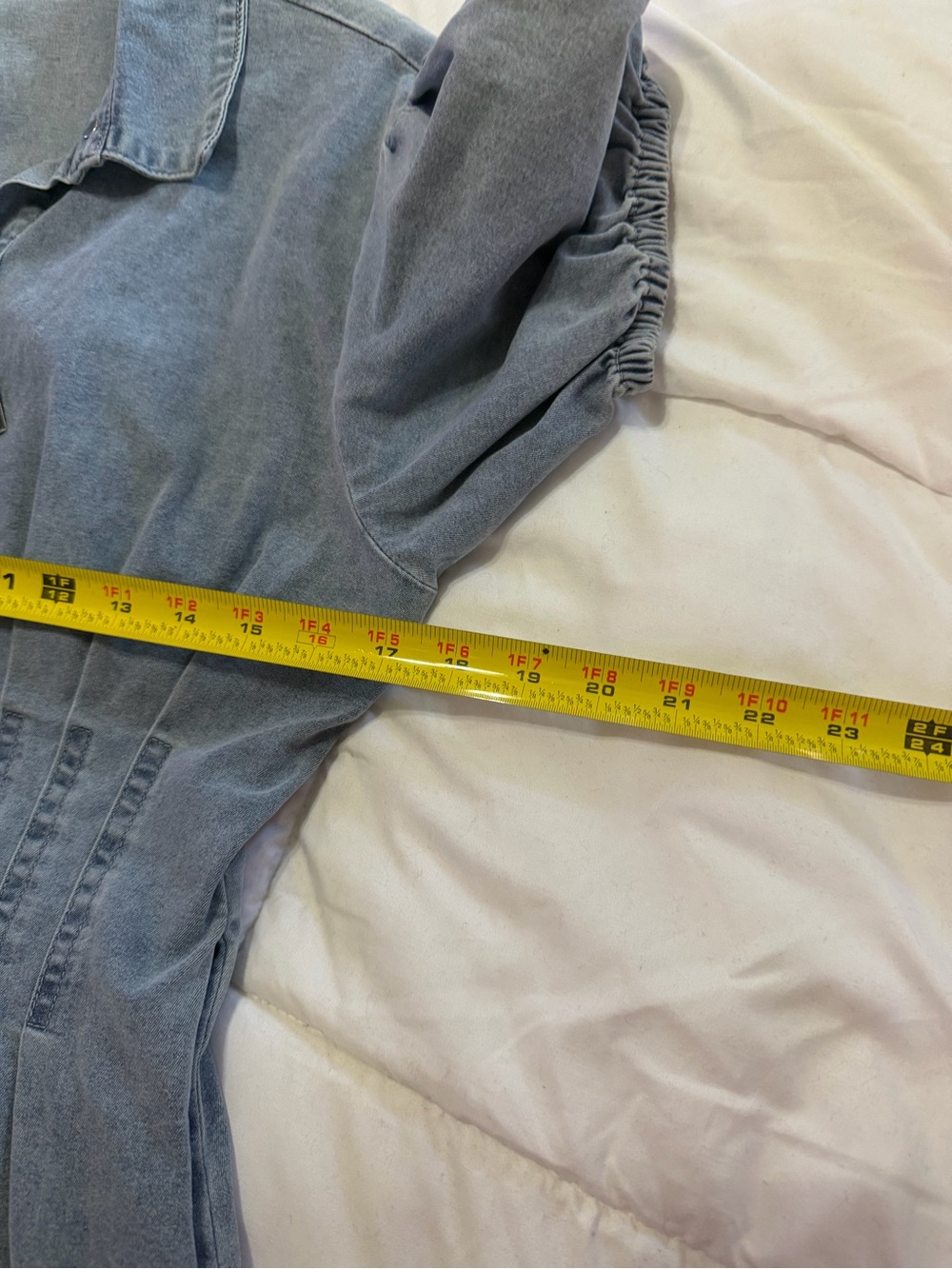 Light Blue Denim Button-Front Women's Dress - Picture 4 of 9